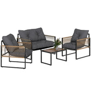 Set Giardino Esterno con Divano 2 Posti Sedie e Tavolino in Polyrattan Grigio ¨C zephmum ¨C Grigio