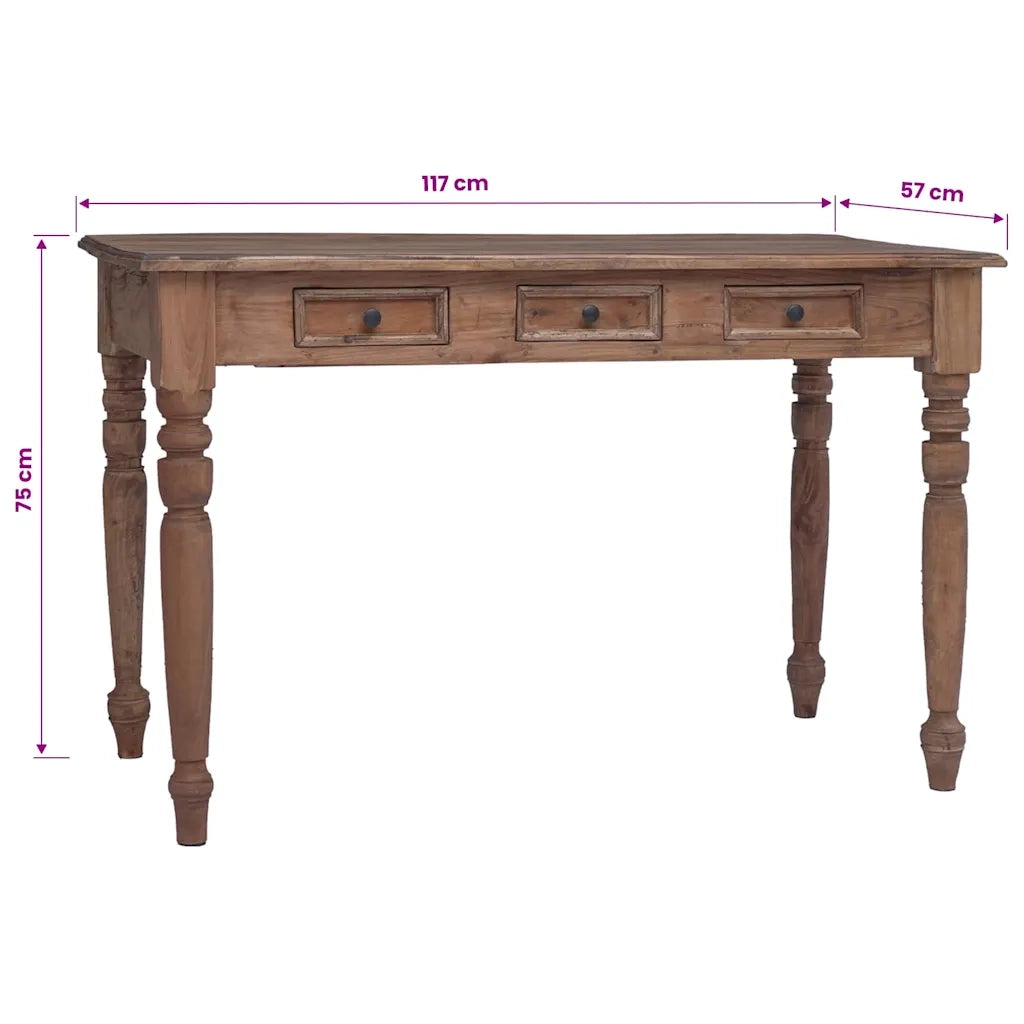 Scrivania con Cassetti 117x57x75 cm in Legno Massello di Mogano 283909