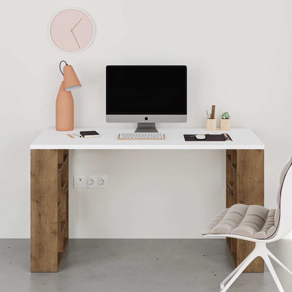 Scrivania in legno "Maze" 140 x 60 x 75 cm - Bianco