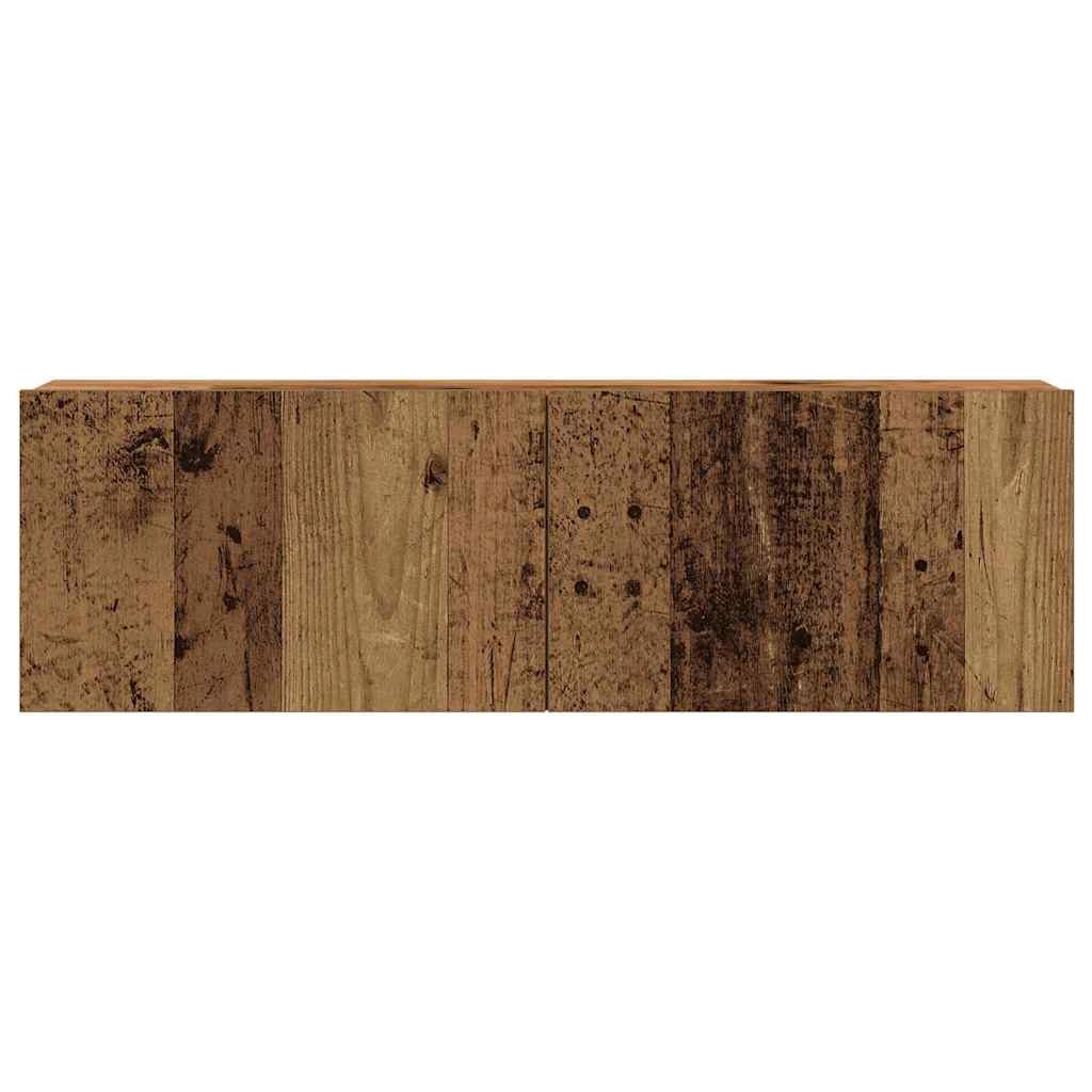 Set di 6 moderni mobili porta TV a parete con vano contenitore 100 x 30 x 30 cm realizzati in legno composito con finitura effetto legno anticato 02_0055869