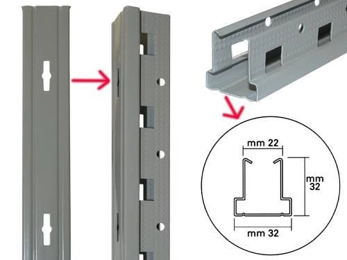 MONTANTI LB1 PER SCAFFALATURE A GANCIO H 250 MONTANTE ANGOLARE SCAFFALI