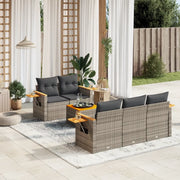Set Divano da Giardino 6 pz con Cuscini Grigio in Polyrattan 3226627