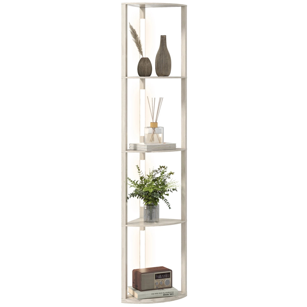 Libreria Angolare LED Dimmabile ¨C zephmum ¨C 41x30x164cm Quercia