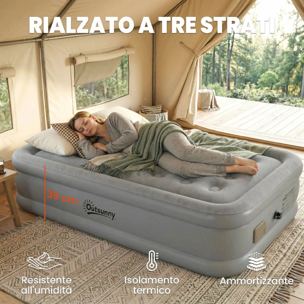 Materassino Autogonfiante Singolo ¨C zephmum ¨C Grigio, Floccato