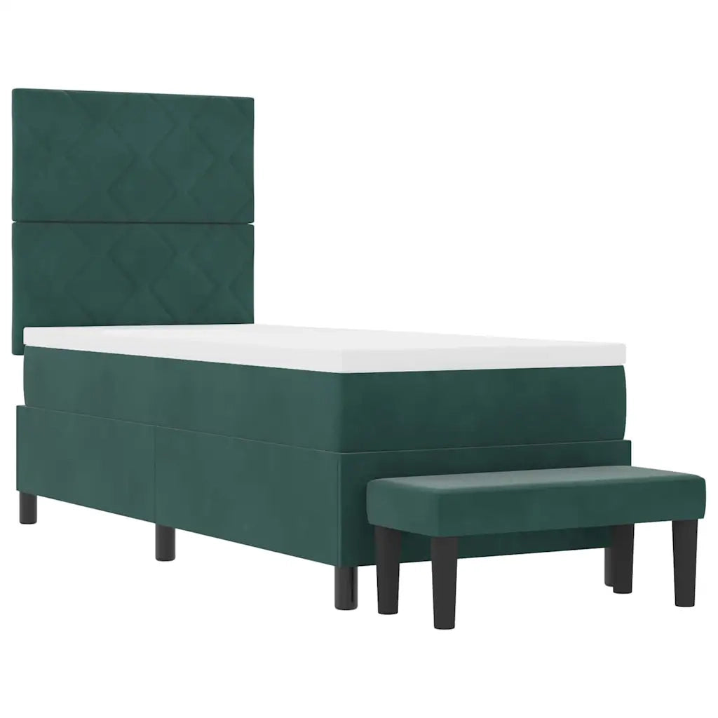 Letto a molle con materasso Verde scuro 80 x 200 cm Velluto