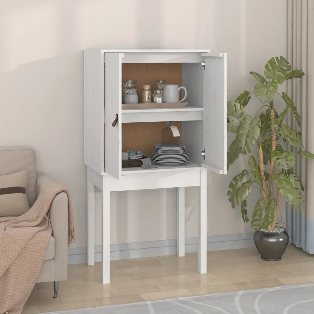 Credenza Bianca 60x40x120 cm in Legno Massello di Pino 821745