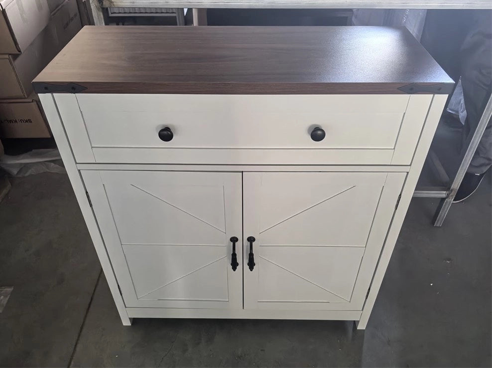 Credenza contenitore 76x30x83 cm in MDF bianco， stile rustico， per cucina e ingresso
