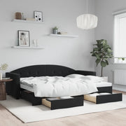 Divano Letto Estraibile con Cassetti-Sofa Letto-Daybed Nero 80x200 cm in Velluto 132504