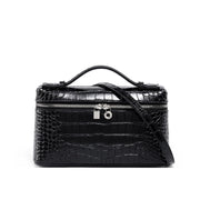 Borsa a tracolla piccola da donna per cellulare, in vera pelle, mini borsa a mano a tracolla, nera