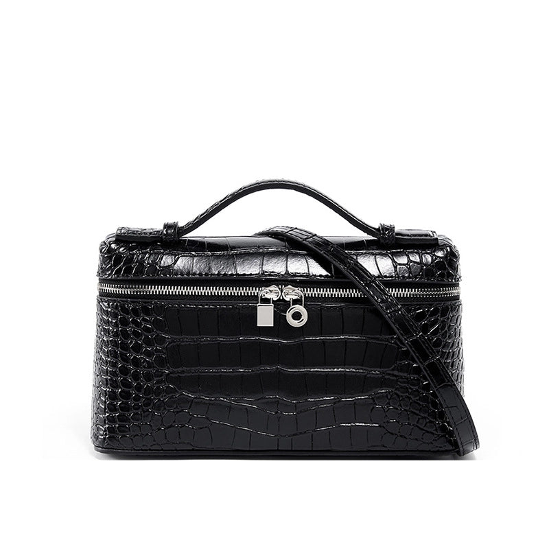 Borsa a tracolla piccola da donna per cellulare, in vera pelle, mini borsa a mano a tracolla, nera