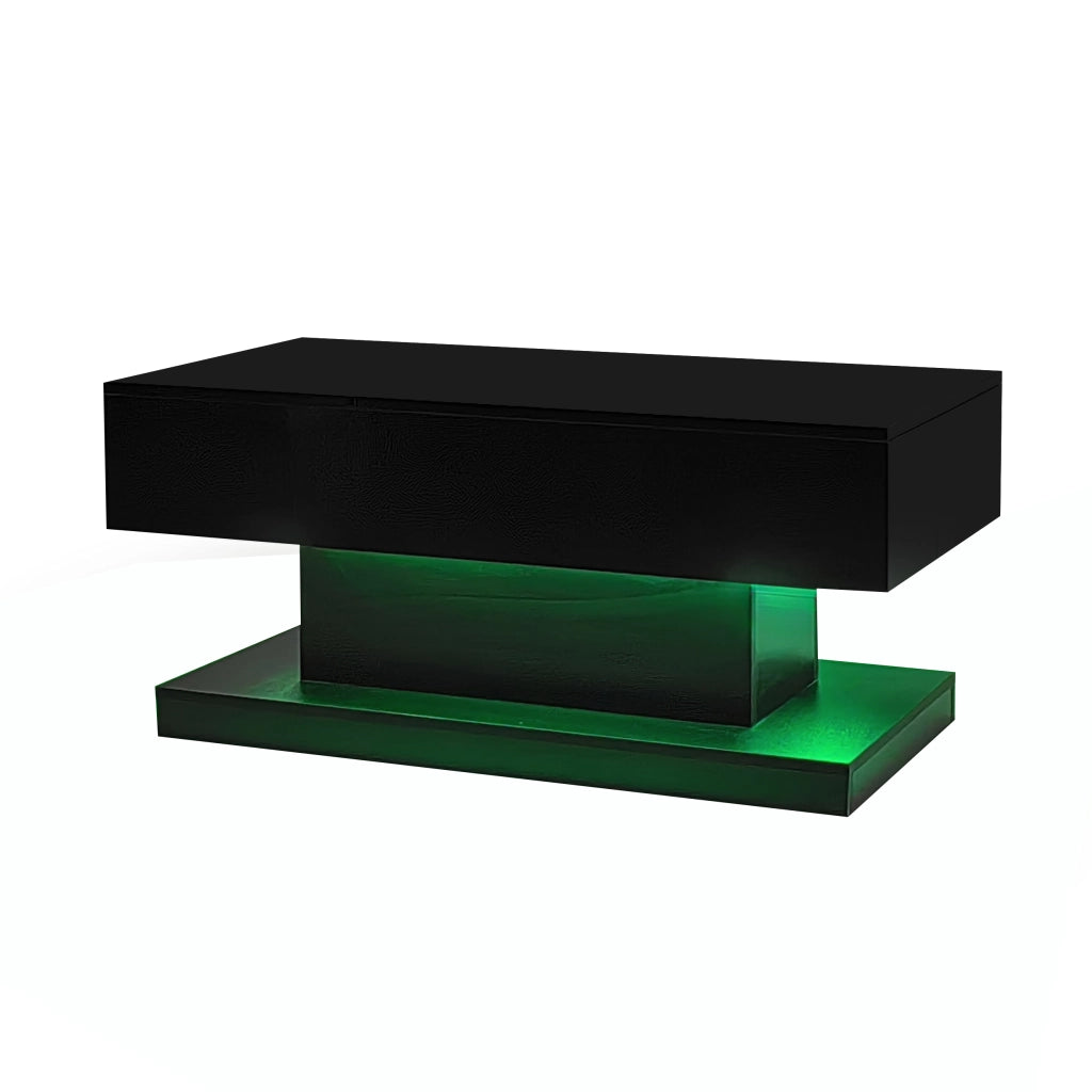 TAVOLINO DA SALOTTO Sollevabile 100x50x45 cm Nero in Pannello di legno con LED