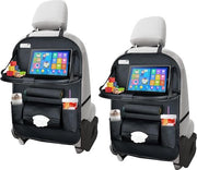 Organizzatore di sedile in pelle PU - 2 Pack - Tavolo portatile - Riutilizzabile - Borselli per bambini e cibo - Pieghevole - Tavolo per auto con molte tasche