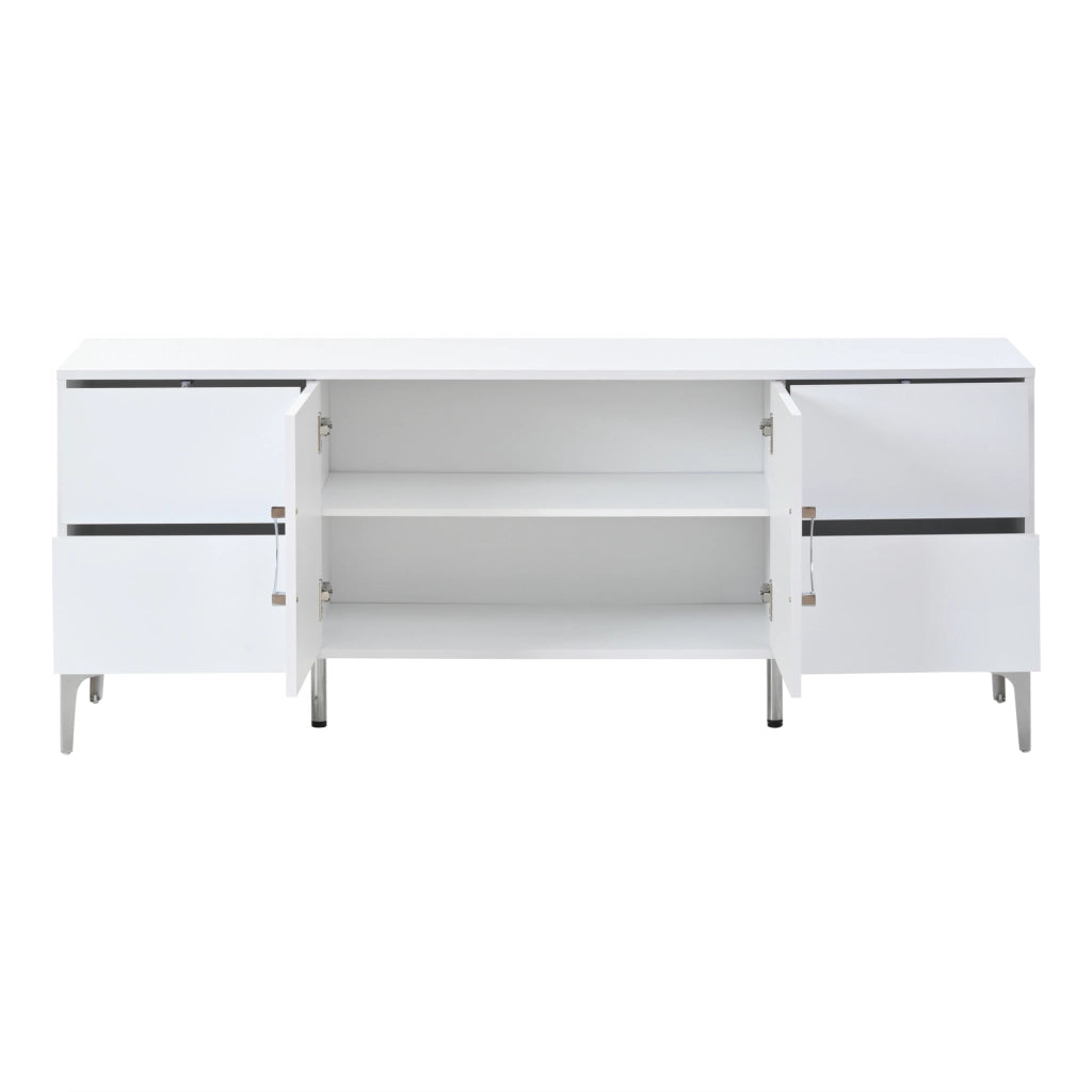 Credenza Moderna ¨C Xylo ¨C Bianco Lucido, MDF, 4 Cassetti, 2 Ante, 150x59x38