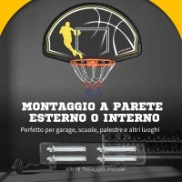 sportnow Canestro Basket per Bambini e Adulti da Indoor e Outdoor in Acciaio e PE, 110x90x70 cm, Nero e Giallo
