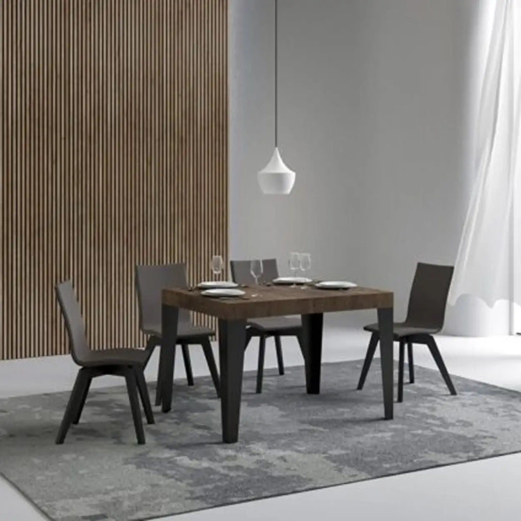 Tavolo allungabile 90/246x90 cm Flame colore noce gambe antracite