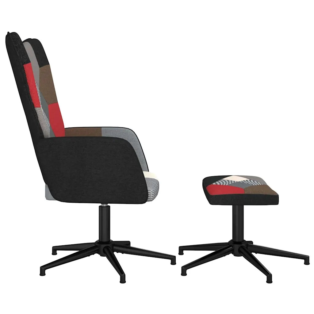Sedia Relax con Sgabello in Tessuto Patchwork 328200