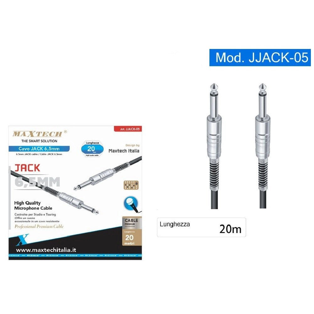 Trade Shop - Cavo Collegamento 2 Jack Da 6.5mm Mono 20mt Cavo Microfono Audio Stereo Jjack-05 -