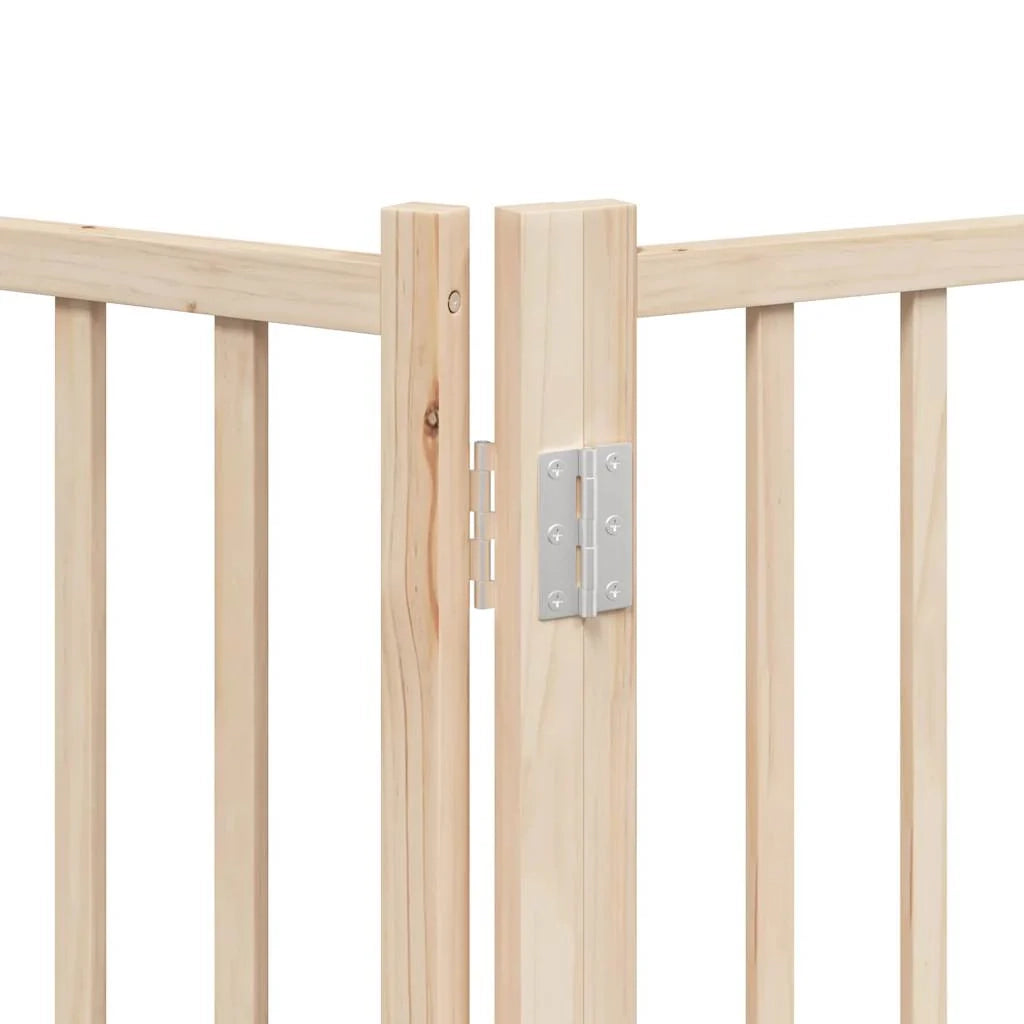 Cancelletto di sicurezza per cani con porta pieghevole 6 pannelli legno di pioppo marrone 02_0023027