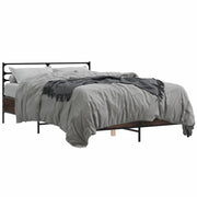 Letto matrimoniale | Letto per adulti | Giroletto Rovere Marrone 120x190cm in Legno Multistrato Metallo