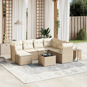 Set Divano da Giardino 8 pz con Cuscini Beige in Polyrattan 3263224