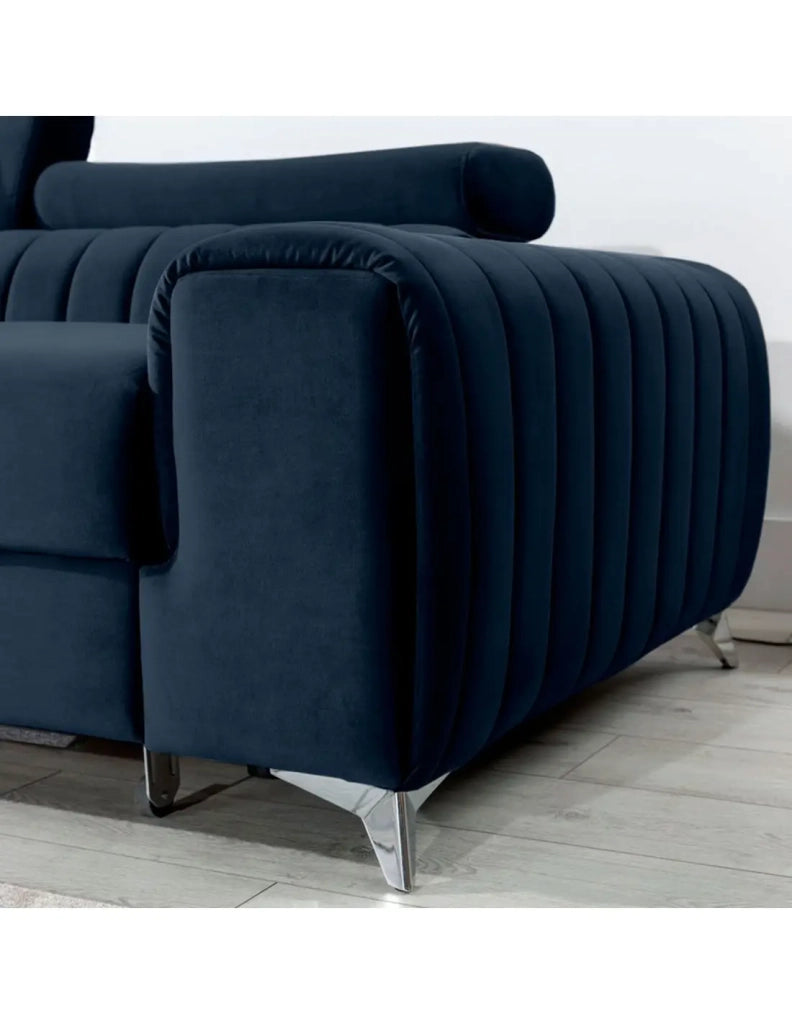 Divano angolare sinistro Blu scuro convertibile 3 posti JAYSON con chaise longue