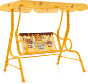 Altalena da Esterno per Bambini, Panchina a Dondolo a 2 Posti con Struttura in Metallo, Tetto Regolabile e Cinture di Sicurezza, per Bambini 3+Anni, Portata 80 kg (Giallo)