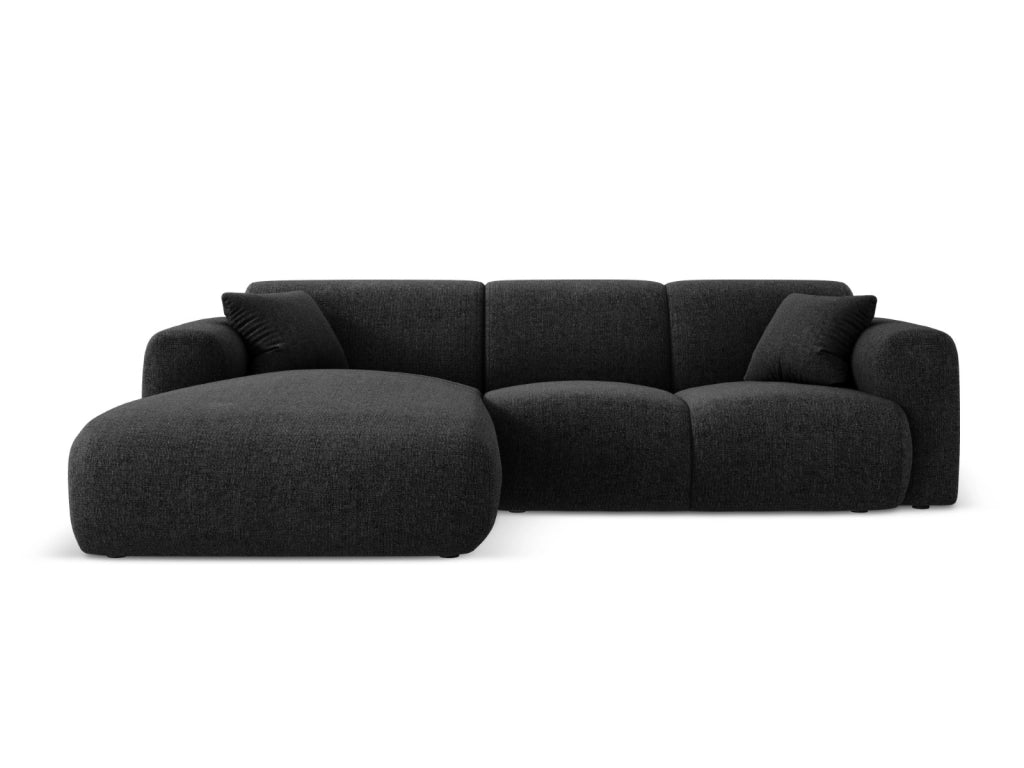 Cosmopolitan Design - Divano angolare sinistro "Nolio" 4 posti in ciniglia nero 