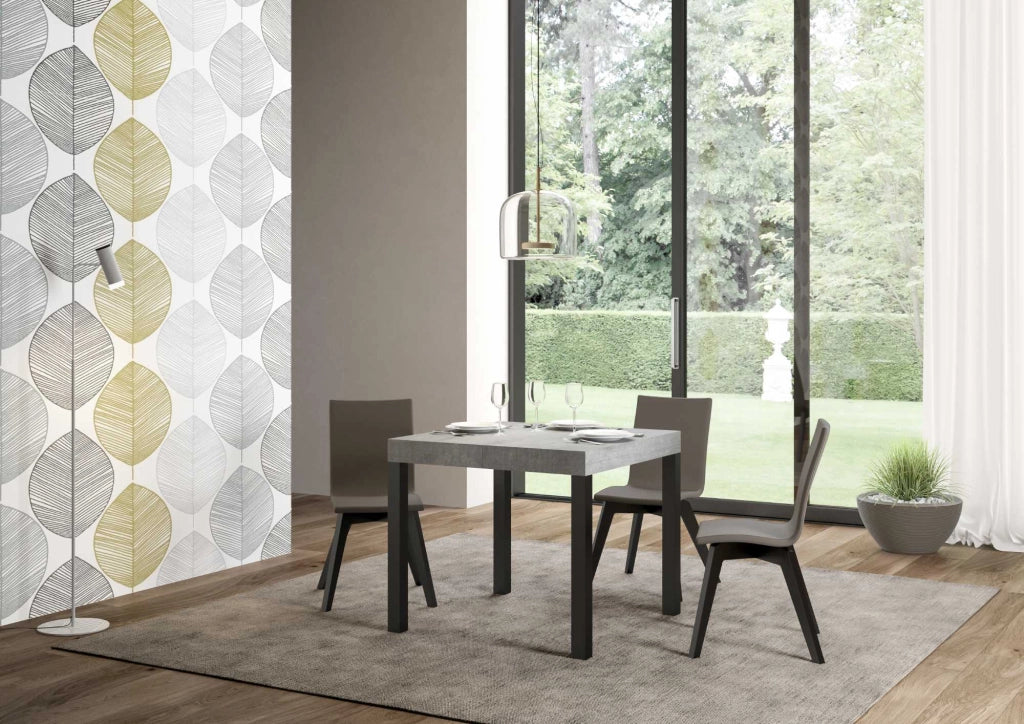 Tavolo allungabile 90x90/246 cm Every Cemento telaio Antracite