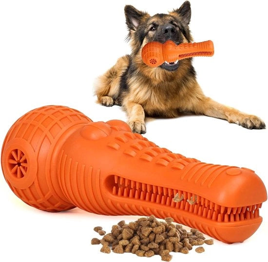 Giocattolo per cani 3 in 1 - Giocattolo per cani indelebile - Pulisce i denti, funziona come mordicchiotto e come lecca lecca (arancione)