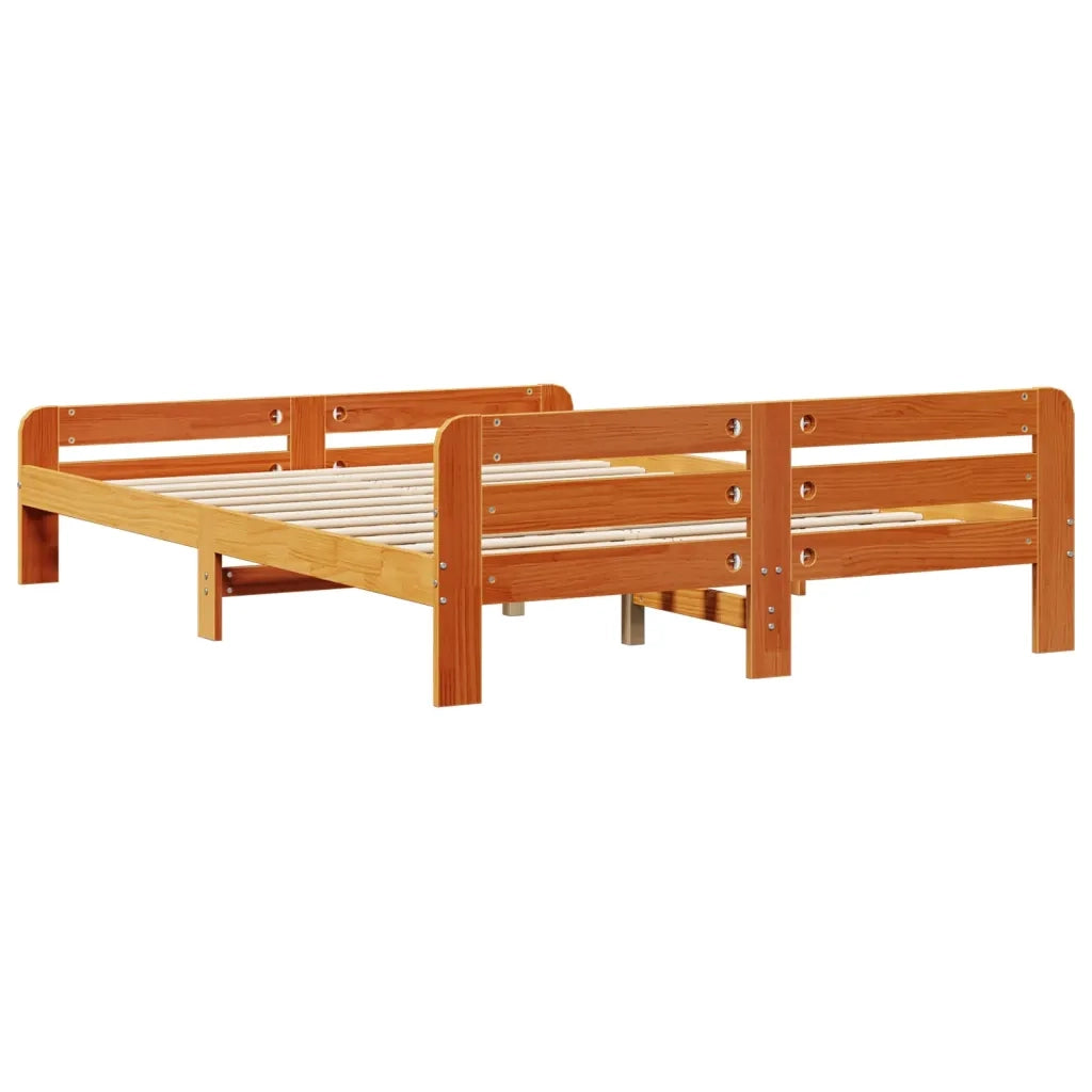 vidaXL Giroletto senza Materasso Marrone Cera 140x200cm Massello Pino
