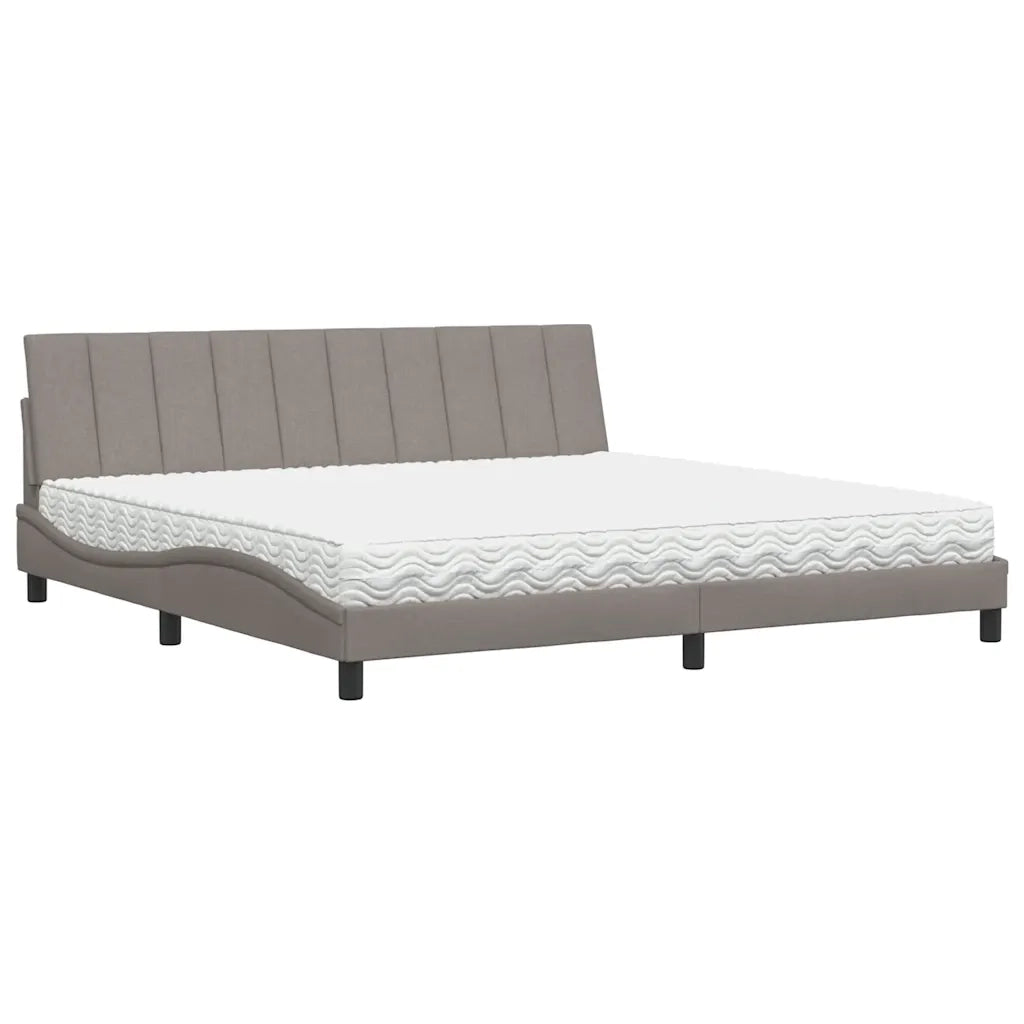 Letto con Materasso Hanko Tortora 200x200 cm in Tessuto 3310556