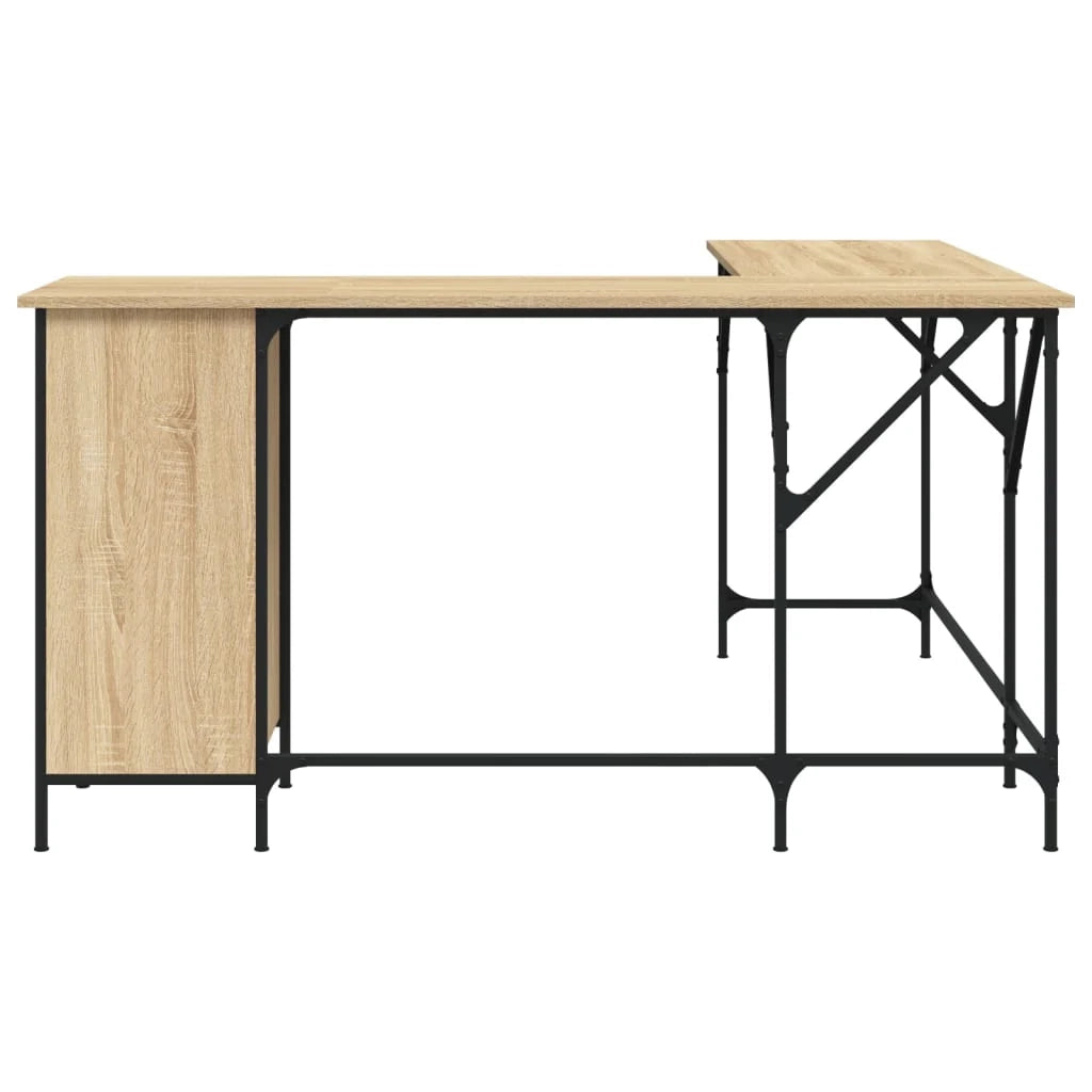 Scrivania tavolo postazione di lavoro mobile per computer studio rovere Sonoma 141 x 141 x 75 cm legno ingegnerizzato marrone 02_0023657