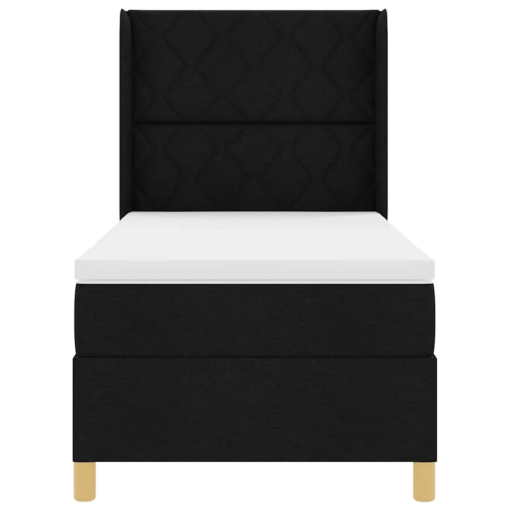 Letto a molle con materasso Nero 90 x 190 cm Tessuto 3341870