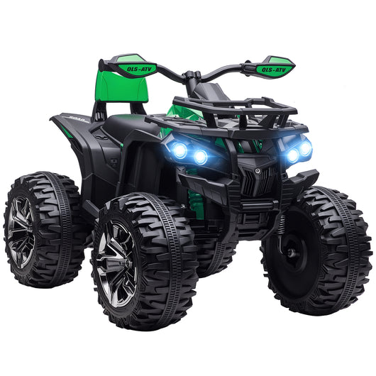 Quad per Bambini Elettrico 12V con Fari e Batteria Ricaricabile, Età 3-5 Anni, 100x65x73cm, Verde