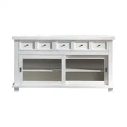 Credenza madia buffet in legno massiccio porte scorrevoli mod Isabel Shabby chic bianco