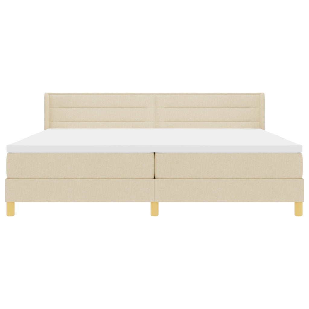 Letto con Box Spring e Materasso Panna 200x200 cm In Tessuto