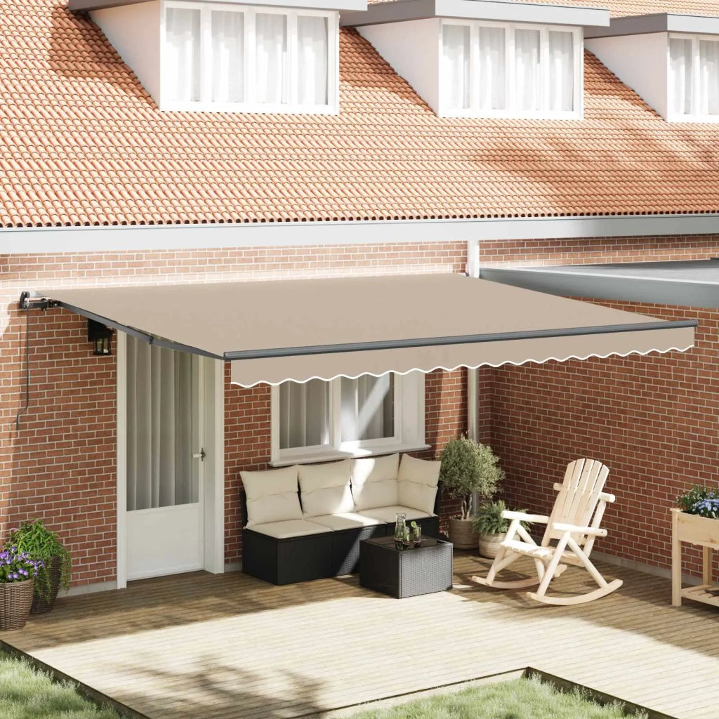 Tenda da Sole | Tenda Retrattile Beige 450 ¡Á 350 cm Poliestere e Acciaio