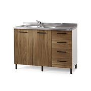 Sottolavello per cucina Noce Naturale 2 ante con cassetti DX Cm 120x50xH 85