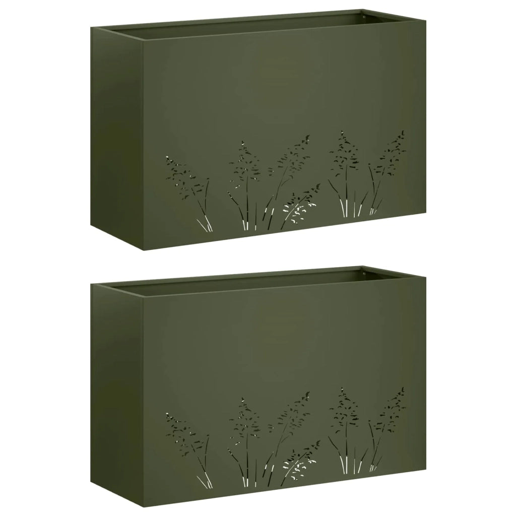 Vaso da giardino 2 pz Verde Oliva 80 x 30 x 49 cm 8005841