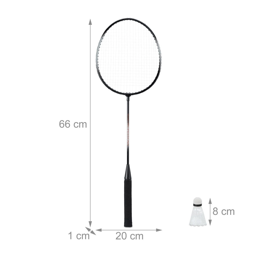 Set di racchette da badminton per 2 con pratica borsa di trasporto gioco all'aperto 66 x 20 x 1 cm in metallo nero 13_0004012