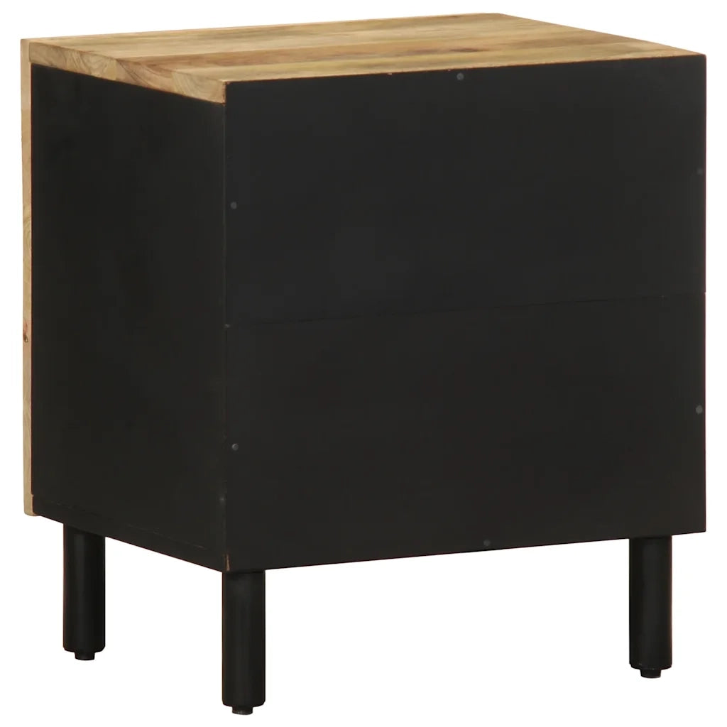 Comodini 2pz Neri 40x33,5x46 cm Legno Massello Mango Grezzo 4018625