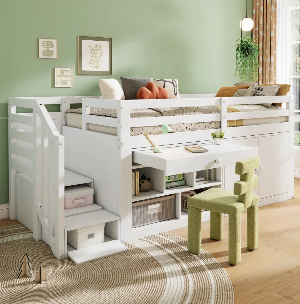 Letto multifunzione per bambini 90x200 cm bianco