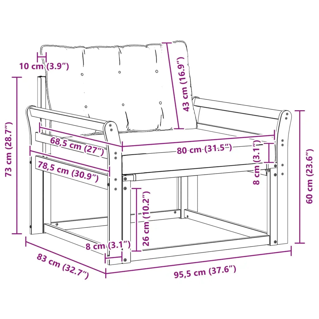 Set di divani da esterno-Sofa da giardino Legno di Acacia Massello e Textilene 732841