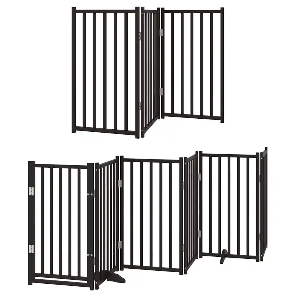 Cancello Cani Porta Pieghevole Nero 12 Pannelli 600 cm Pioppo CFW4981491