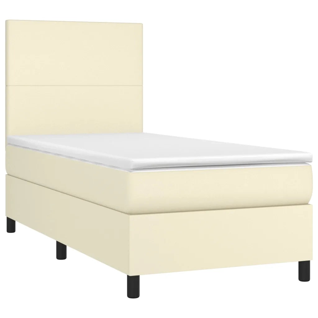 Giroletto a Molle con Materasso e LED Crema 80x200cm Similpelle cod mxl 62386