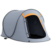 Tenda da Campeggio Pop Up Impermeabile Singola 245x148x105 cm Finestra a Rete Grigio