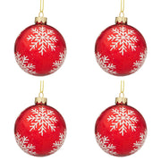 Palline di Natale in Vetro Rosse e Fiocco di Neve Blizzard Diametro: 100 mm