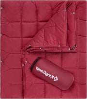 Deken Multifunzionale Ultraleggero per Camping con Chiusura a Dado per Interno o Esterno - Sacco di Emergenza - 175 x 135 cm - Rosso Cristiano