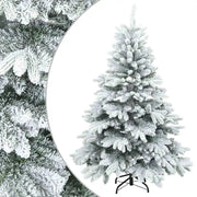 Albero di Natale Artificiale-Albero Natalizio Snodato Foderato di Neve Bianco 223995