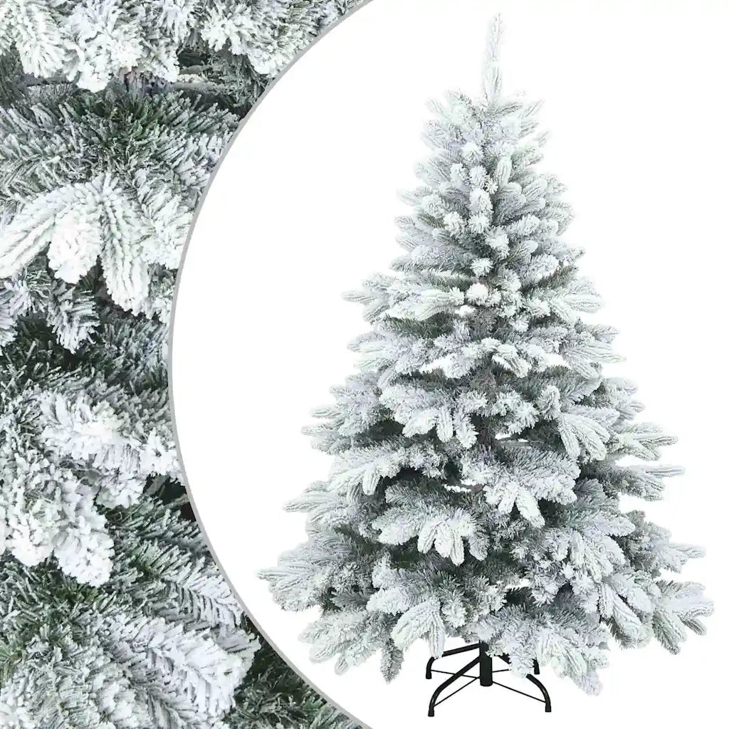 Albero di Natale Artificiale-Albero Natalizio Snodato Foderato di Neve Bianco 223995